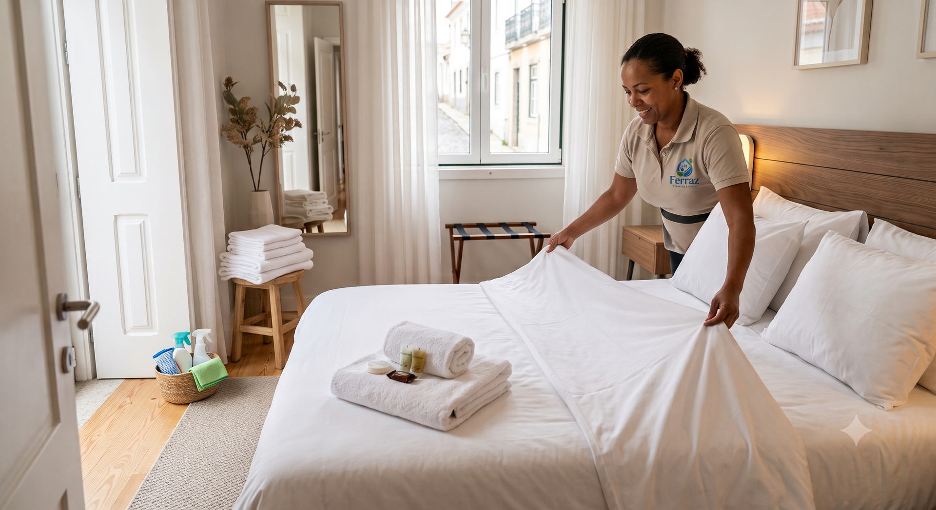 Airbnb and short-let turnover cleaning, a London bedroom made guest-ready